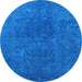 Round Oriental Light Blue Industrial Rug, urb2671lblu