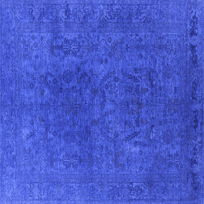 Square Machine Washable Oriental Blue Industrial Rug, wshurb2671blu