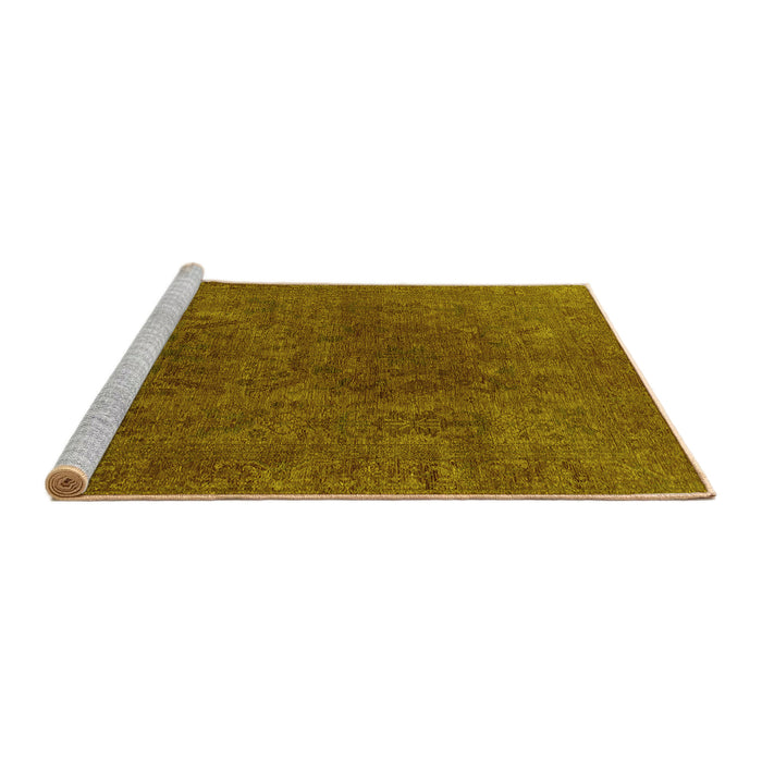 Sideview of Machine Washable Oriental Yellow Industrial Rug, wshurb2671yw