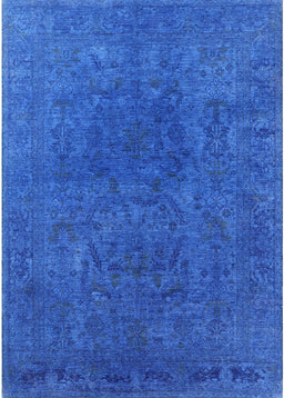 Mid-Century Modern Neon Blue Oriental Rug, urb2671