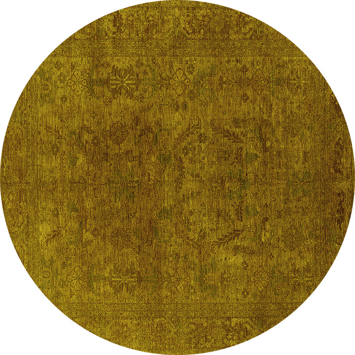 Round Oriental Yellow Industrial Rug, urb2671yw