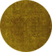 Round Oriental Yellow Industrial Rug, urb2671yw