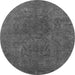 Round Machine Washable Oriental Gray Industrial Rug, wshurb2671gry