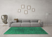 Machine Washable Oriental Green Industrial Area Rugs in a Living Room,, wshurb2671grn