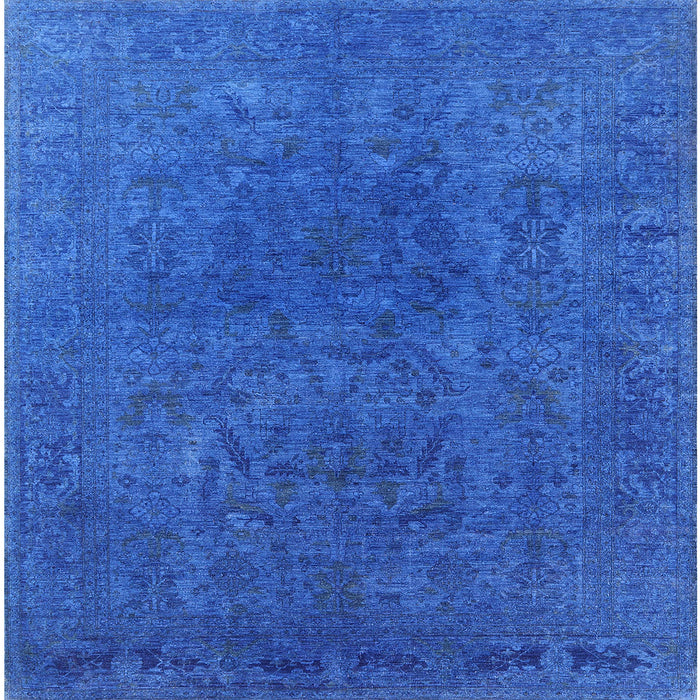 Square Mid-Century Modern Neon Blue Oriental Rug, urb2671