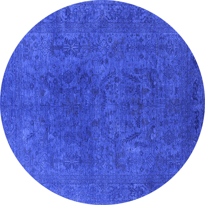 Round Oriental Blue Industrial Rug, urb2671blu