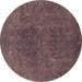 Round Oriental Brown Industrial Rug, urb2671brn