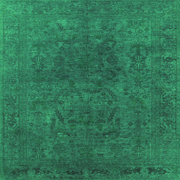 Square Machine Washable Oriental Green Industrial Area Rugs, wshurb2671grn