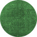 Round Oriental Emerald Green Industrial Rug, urb2671emgrn