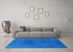 Machine Washable Oriental Light Blue Industrial Rug in a Living Room, wshurb2671lblu