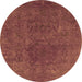 Round Oriental Orange Industrial Rug, urb2671org