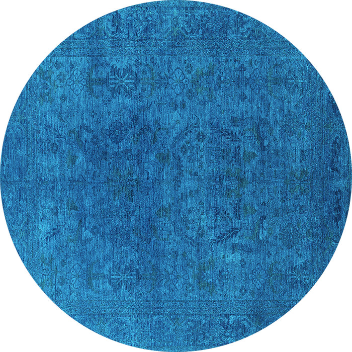 Round Oriental Turquoise Industrial Rug, urb2671turq