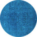 Round Oriental Turquoise Industrial Rug, urb2671turq