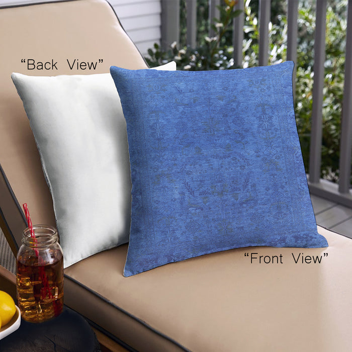 Front View of Mid-Century Modern Urban Square Neon Blue Throw Pillow, 18 inch by 18 inch, pwurb2671