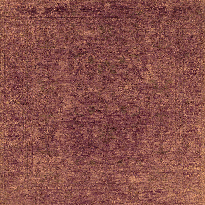 Square Machine Washable Oriental Orange Industrial Area Rugs, wshurb2671org