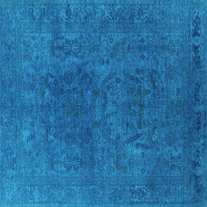 Square Machine Washable Oriental Turquoise Industrial Area Rugs, wshurb2671turq