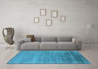 Machine Washable Oriental Light Blue Industrial Rug, wshurb2672lblu