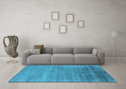 Machine Washable Oriental Light Blue Industrial Rug in a Living Room, wshurb2672lblu