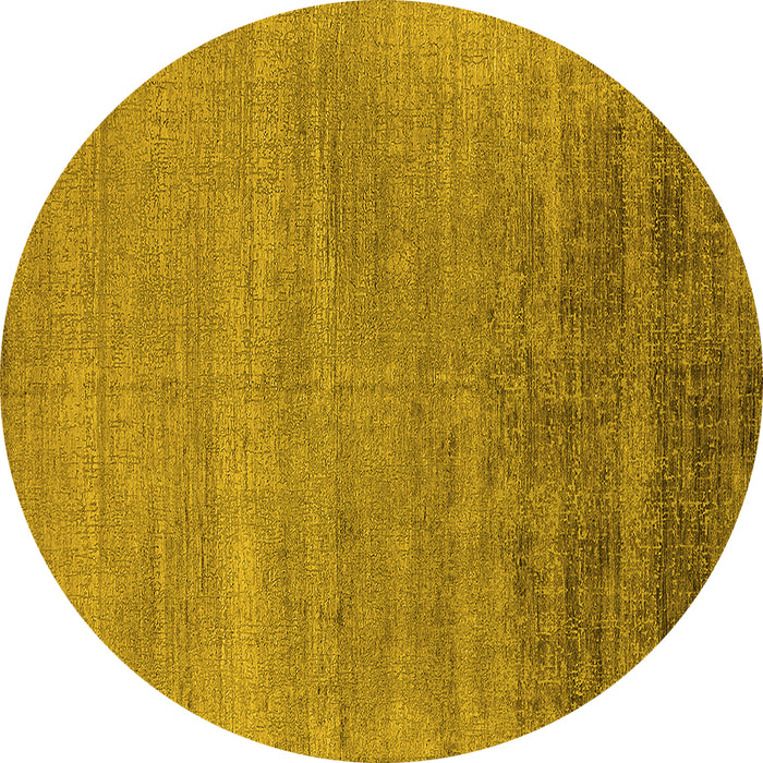 Round Oriental Yellow Industrial Rug, urb2672yw