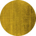 Round Oriental Yellow Industrial Rug, urb2672yw