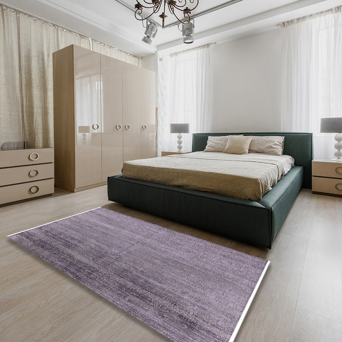 Machine Washable Industrial Modern Viola Purple Rug in a Bedroom, wshurb2672