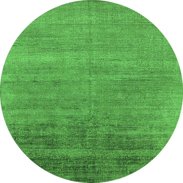 Round Machine Washable Oriental Green Industrial Area Rugs, wshurb2672grn