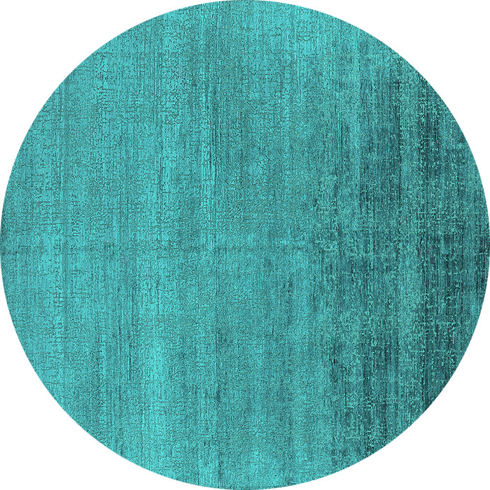 Round Machine Washable Oriental Turquoise Industrial Area Rugs, wshurb2672turq