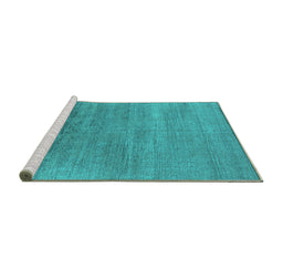 Sideview of Machine Washable Oriental Turquoise Industrial Area Rugs, wshurb2672turq