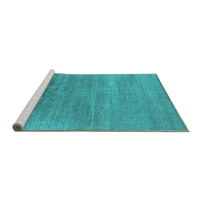 Sideview of Machine Washable Oriental Turquoise Industrial Area Rugs, wshurb2672turq