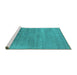 Sideview of Machine Washable Oriental Turquoise Industrial Area Rugs, wshurb2672turq