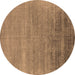 Round Oriental Brown Industrial Rug, urb2672brn