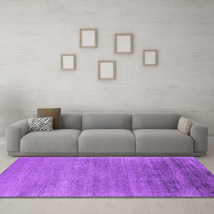 Machine Washable Oriental Purple Industrial Area Rugs in a Living Room, wshurb2672pur