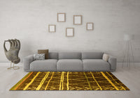 Machine Washable Oriental Yellow Industrial Rug, wshurb2673yw