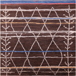 Square Machine Washable Industrial Modern Night Red Rug, wshurb2673