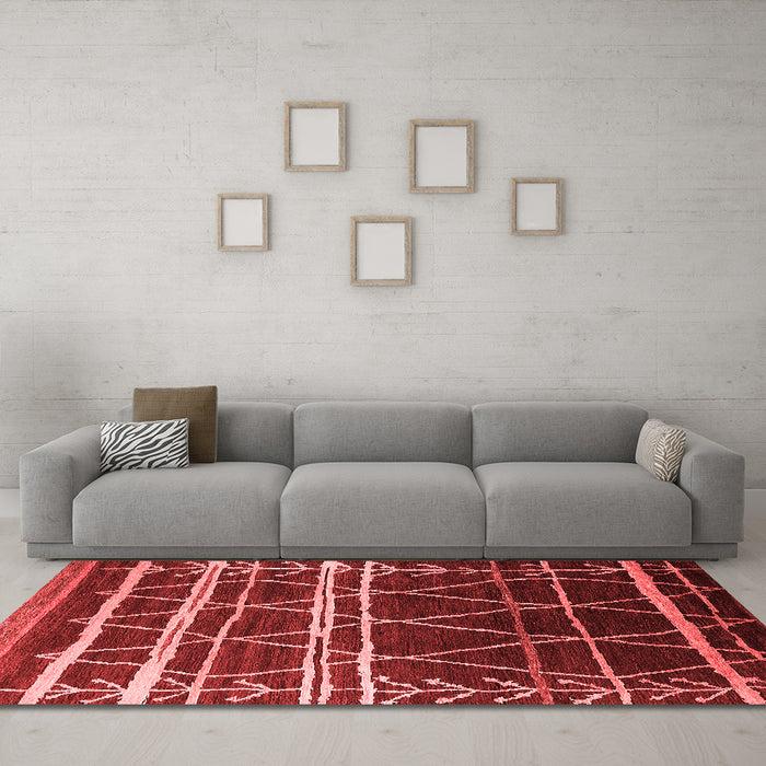 Industrial Red Washable Rugs