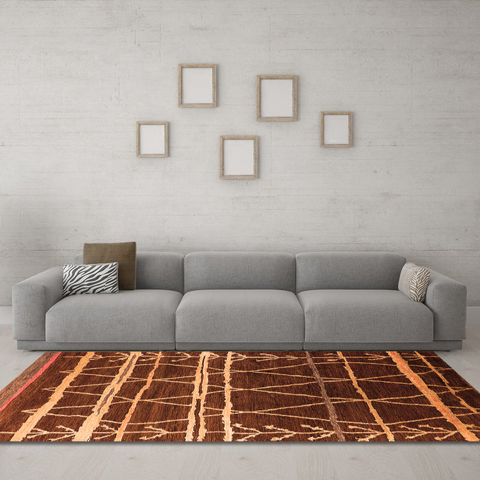 Machine Washable Oriental Orange Industrial Area Rugs in a Living Room, wshurb2673org