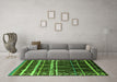 Machine Washable Oriental Green Industrial Area Rugs in a Living Room,, wshurb2673grn