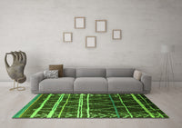 Machine Washable Oriental Green Industrial Rug, wshurb2673grn