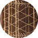 Round Oriental Brown Industrial Rug, urb2673brn