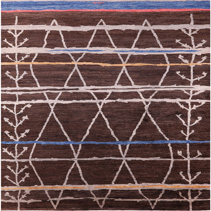 Square Mid-Century Modern Red Oriental Rug, urb2673