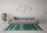 Machine Washable Oriental Turquoise Industrial Rug, wshurb2673turq