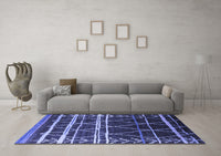 Machine Washable Oriental Blue Industrial Rug, wshurb2673blu