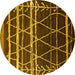 Round Oriental Yellow Industrial Rug, urb2673yw