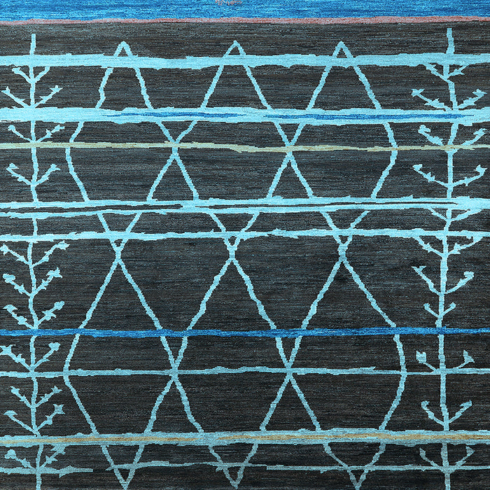 Square Machine Washable Oriental Light Blue Industrial Rug, wshurb2673lblu