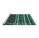 Sideview of Machine Washable Oriental Turquoise Industrial Area Rugs, wshurb2673turq