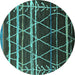 Round Oriental Turquoise Industrial Rug, urb2673turq