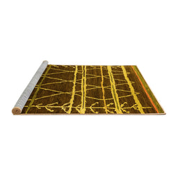 Sideview of Machine Washable Oriental Yellow Industrial Rug, wshurb2673yw
