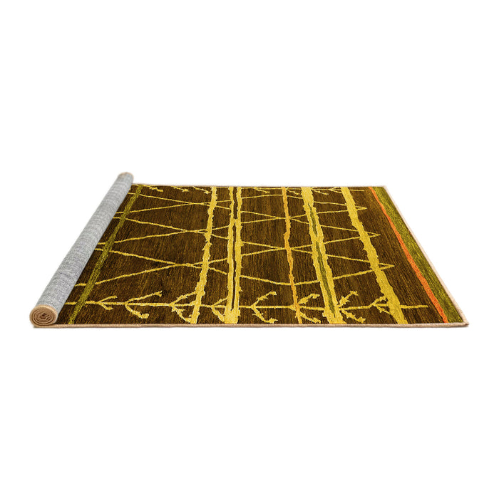 Sideview of Machine Washable Oriental Yellow Industrial Rug, wshurb2673yw