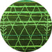 Round Oriental Green Industrial Rug, urb2673grn