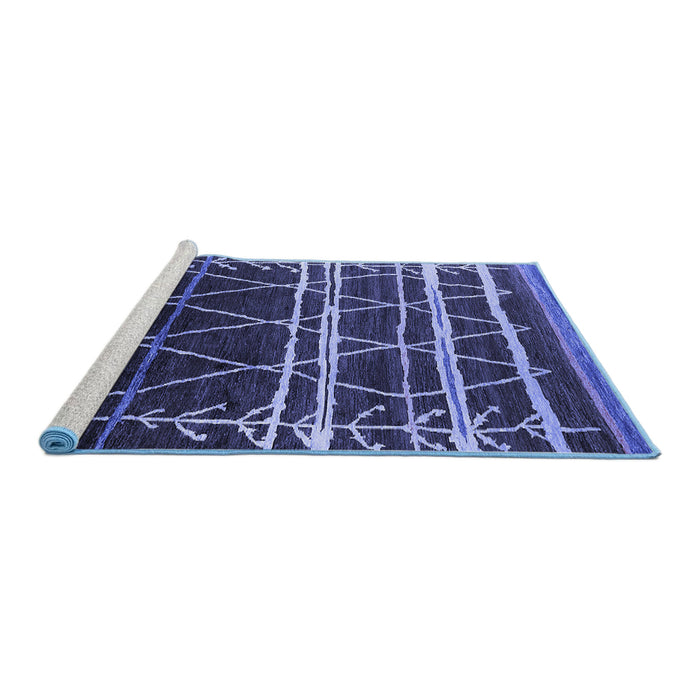 Sideview of Machine Washable Oriental Blue Industrial Rug, wshurb2673blu